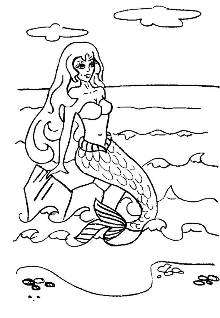 Русалка на Камне раскраска