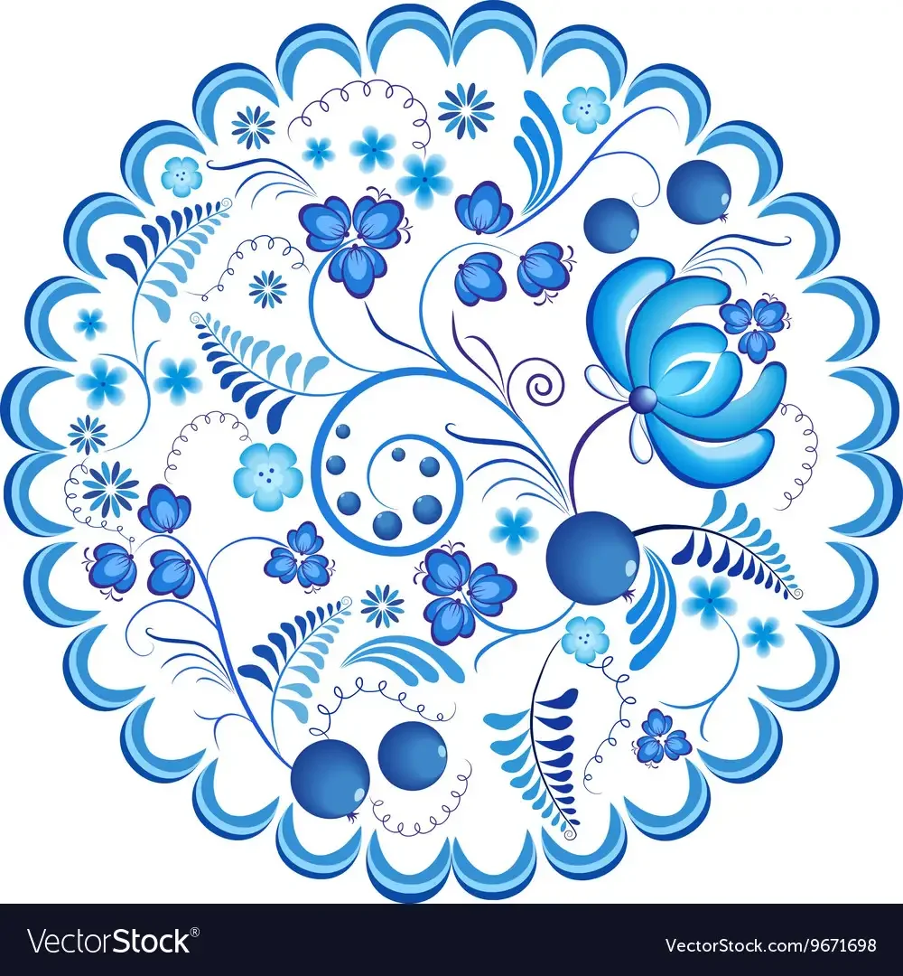 Гжельский узор в круге