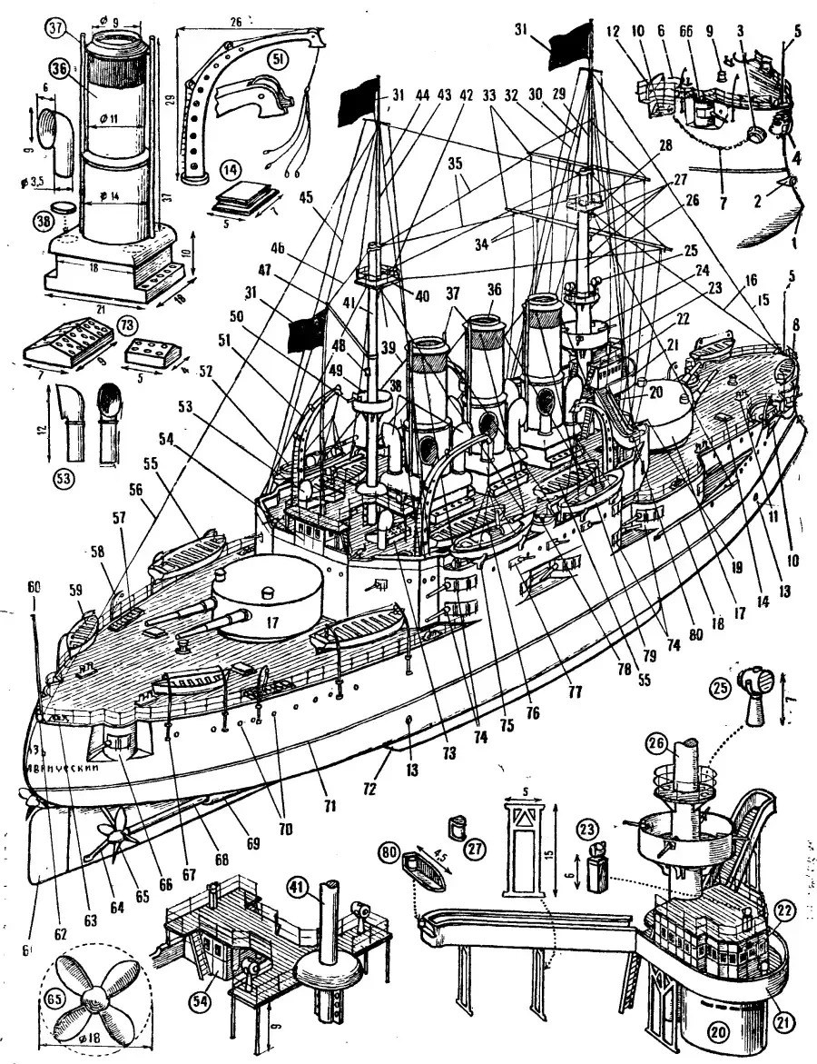 Сборная модель Моделист броненосец Потемкин 140003 1:400
