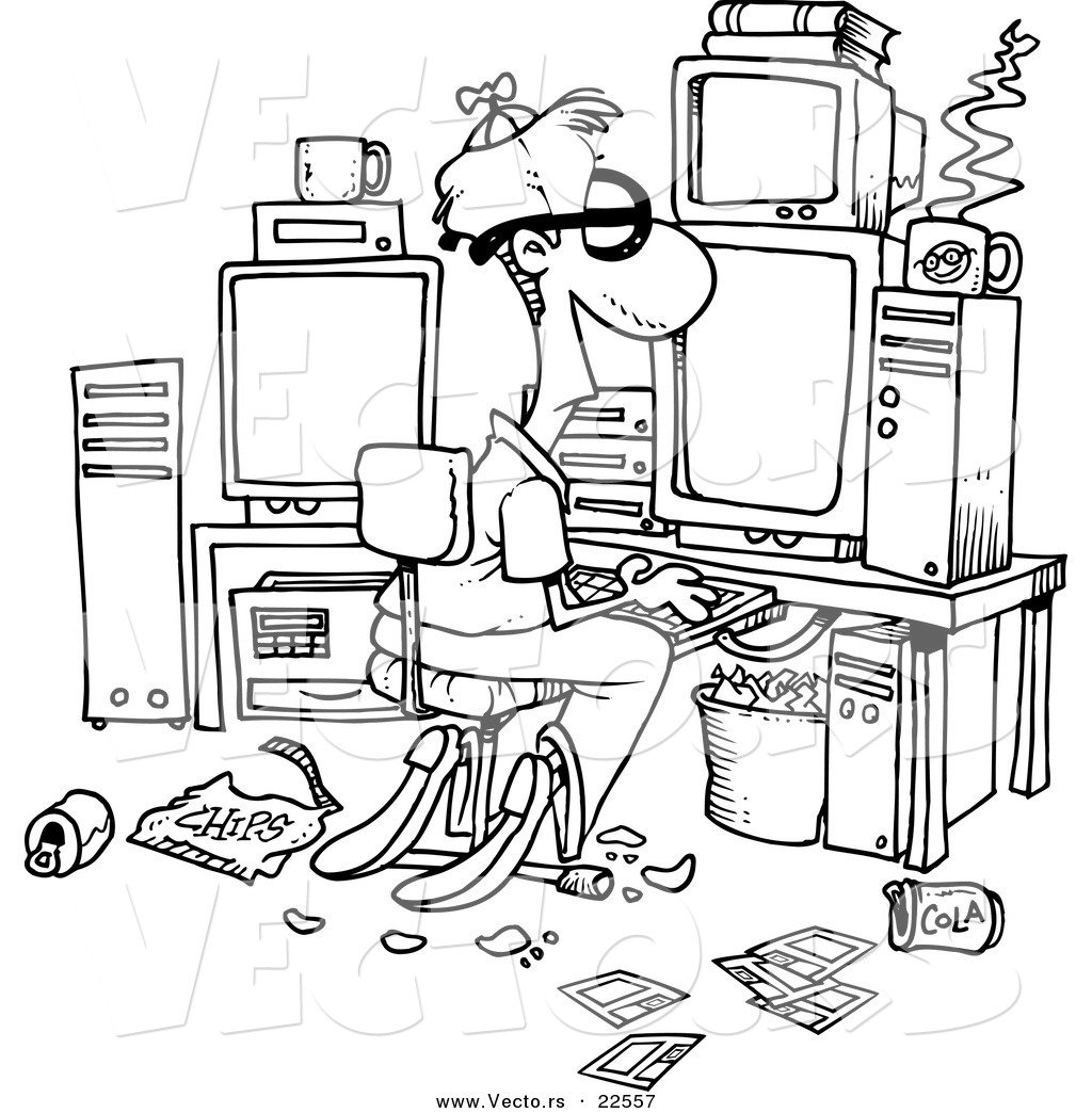 Раскраска инженер с компьютером