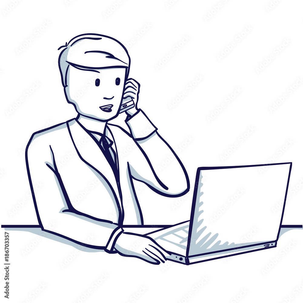 Мужчина за компьютером рисунок