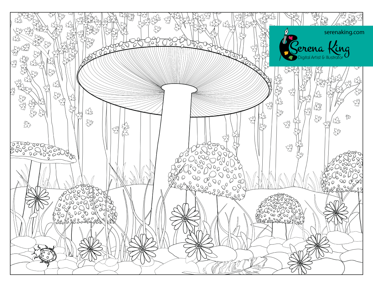 Раскраска антистресс мухомор