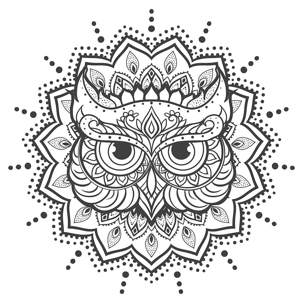 Трафарет Сова Мандала