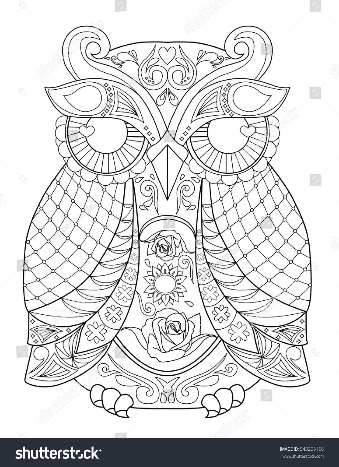 Мандала для раскрашивания Сова