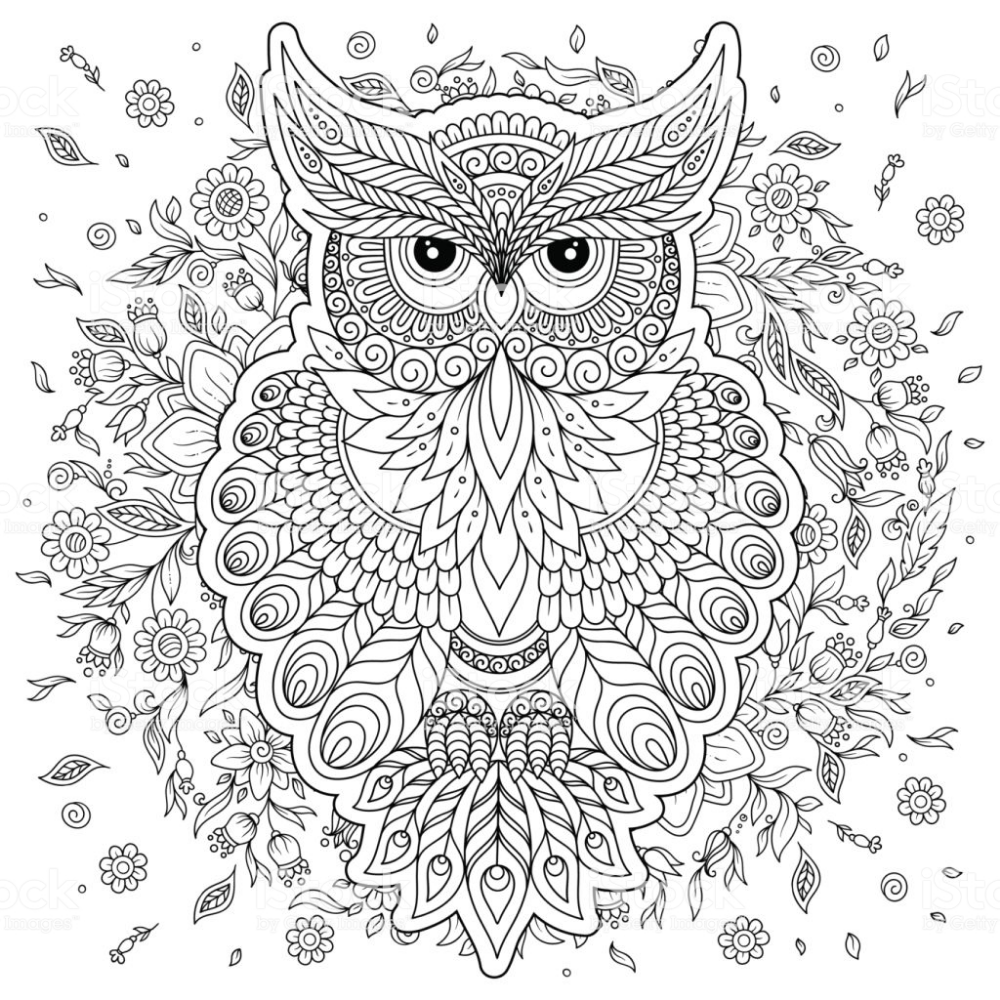 Мандала для раскрашивания Сова