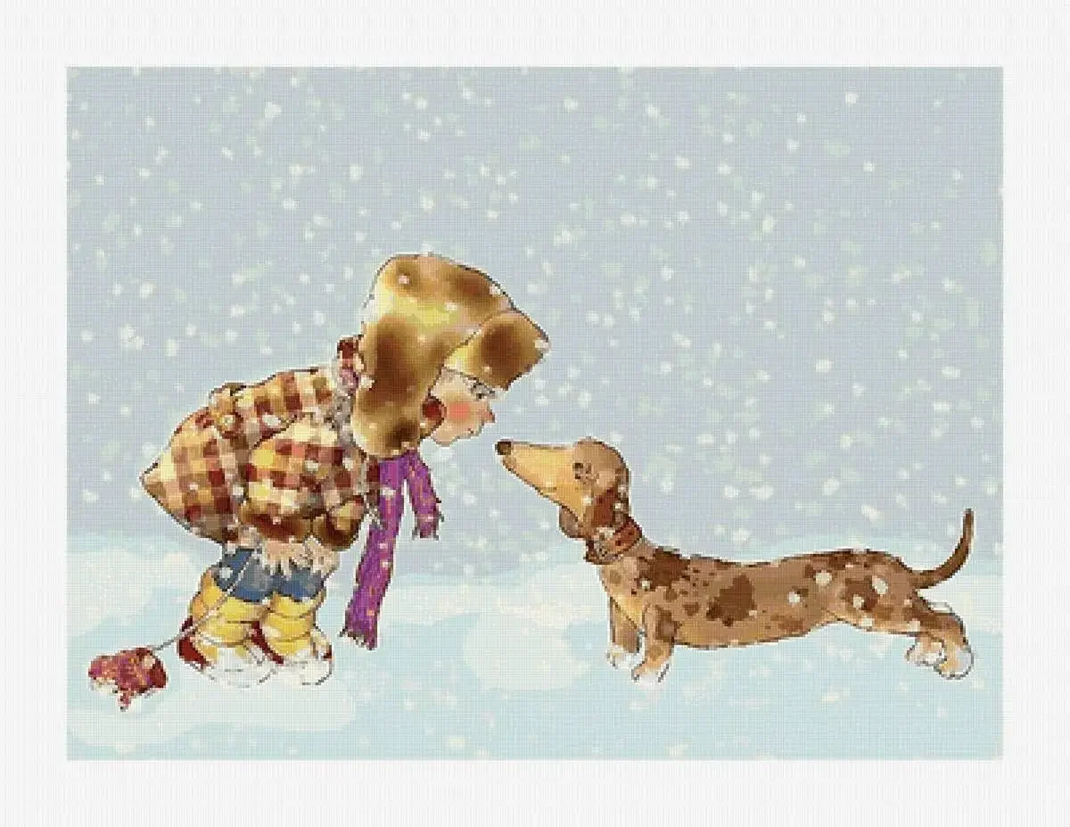 Мальчик дрессирует собаку