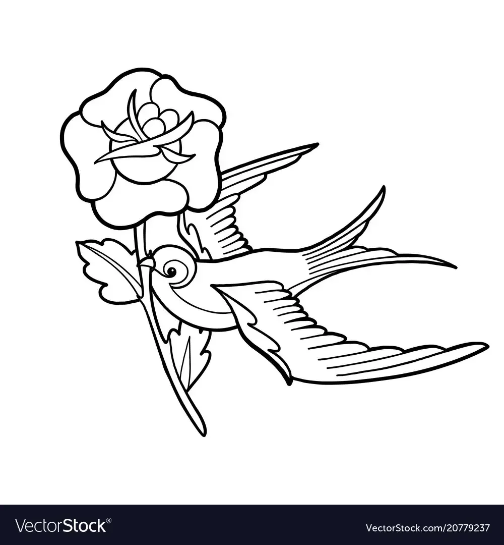 Ласточка с птенцами раскраска