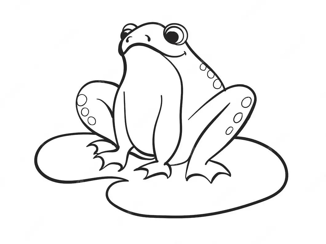 Лягушка на кувшинке чёрно-белая