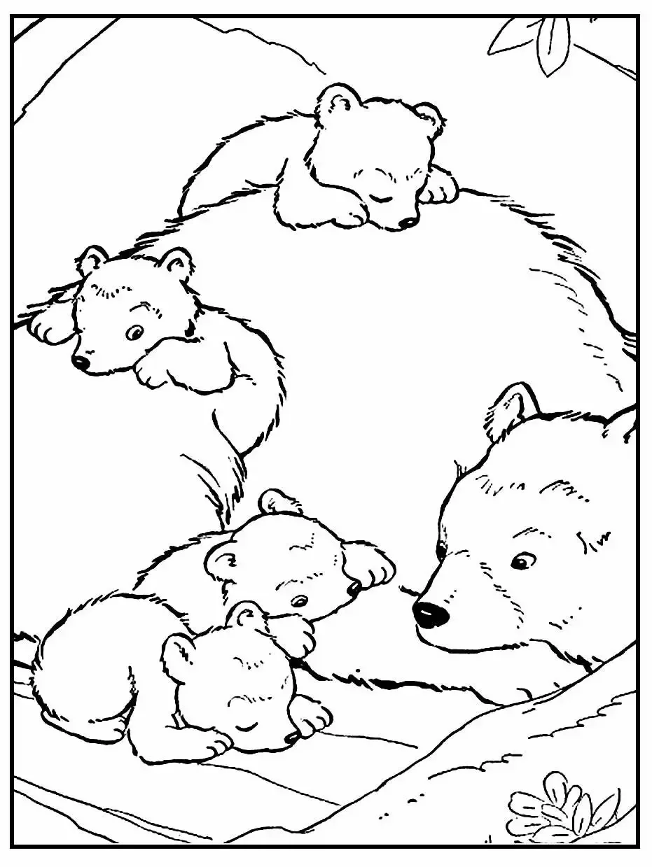 Трафарет медведь в берлоге