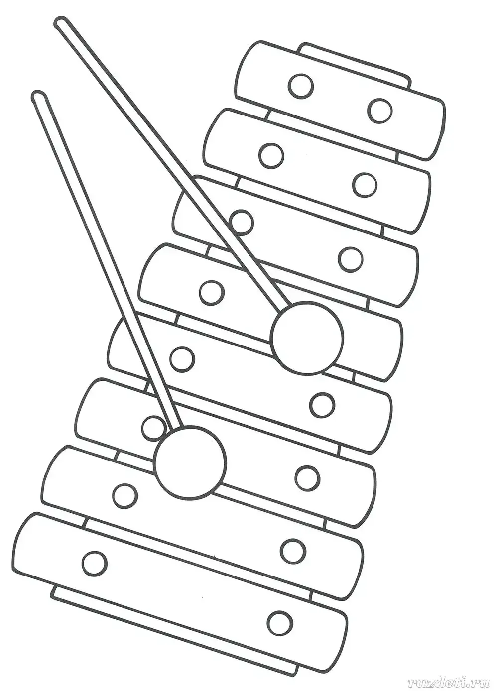 Раскраска металлофон музыкальный инструмент