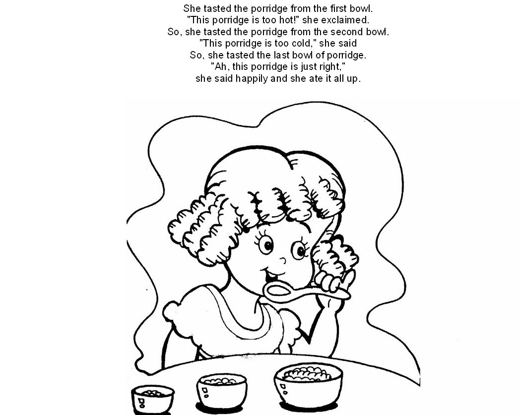 Девочка ест кашу раскраска для детей