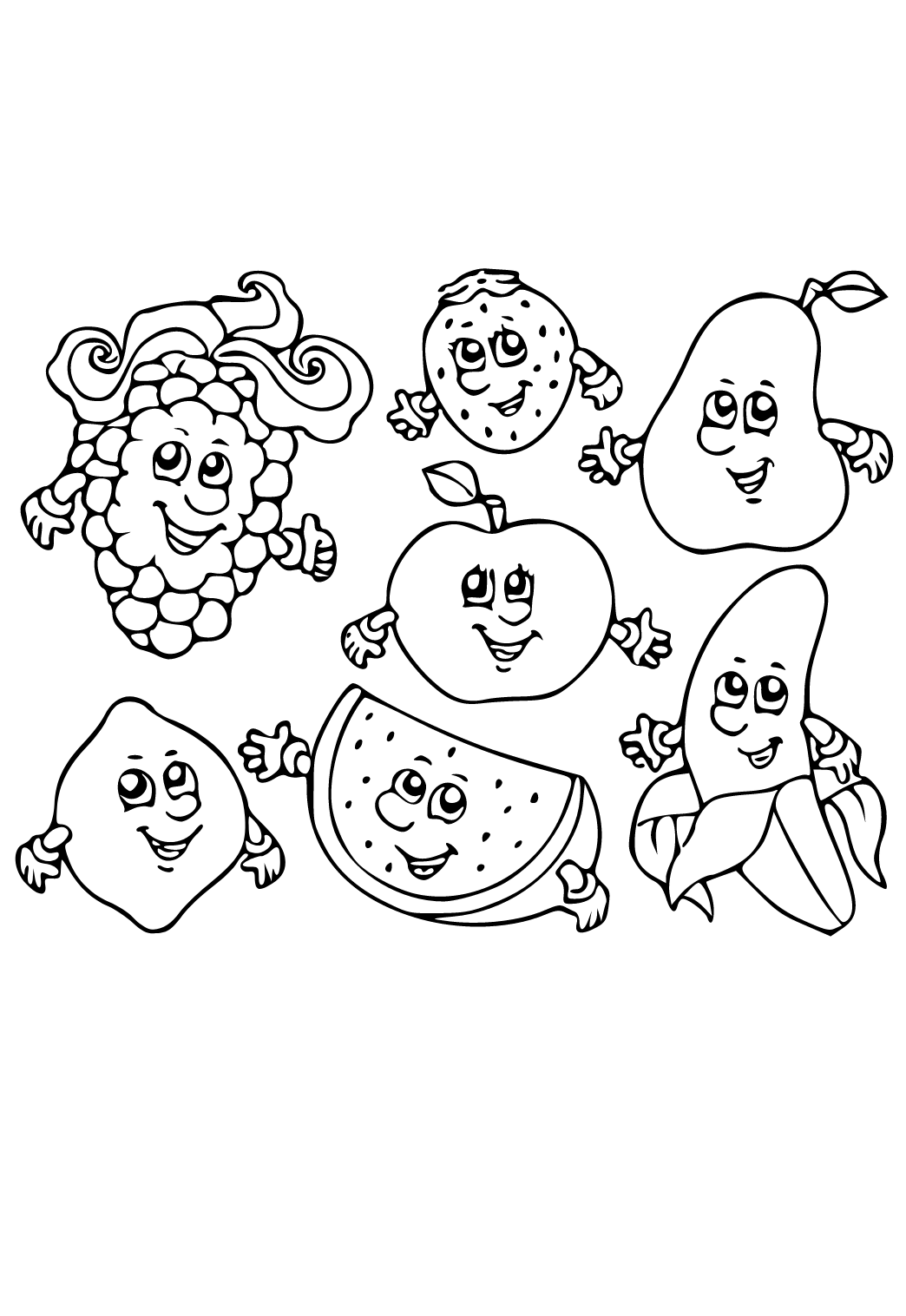 Витамины живые для детей раскраски фрукты и овощи