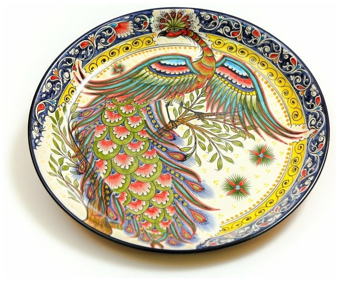 Ляган круглый Риштанская керамика, 46см, орнамент