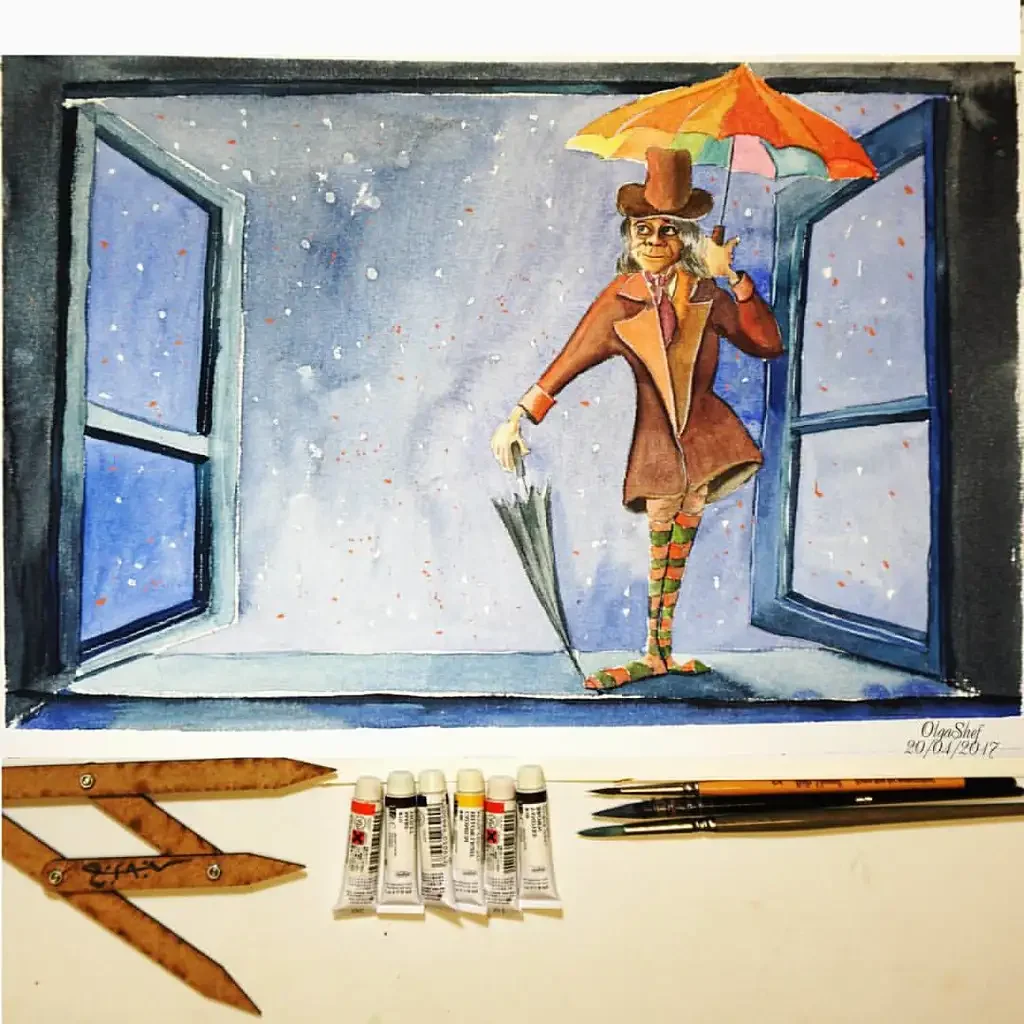 Оле Лукойе рисунок карандашом