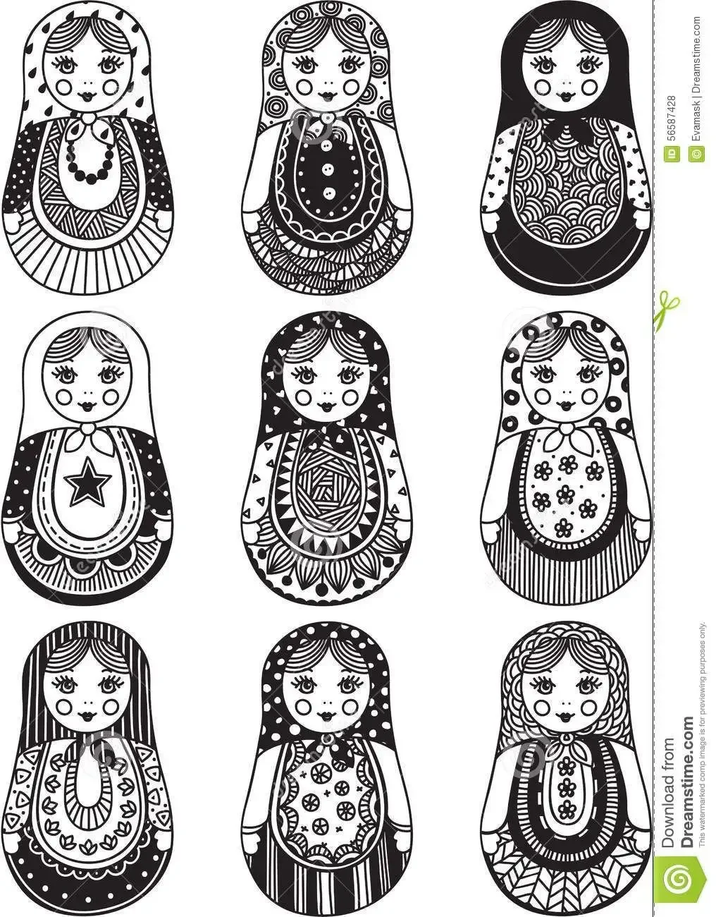 Стилизованная Матрешка рисунок