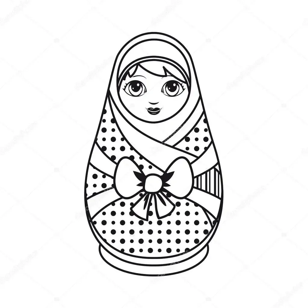 Матрешка бабушка раскраска