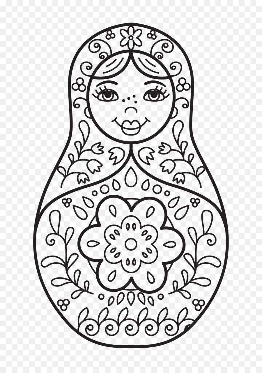 Хохломская Матрешка раскраска