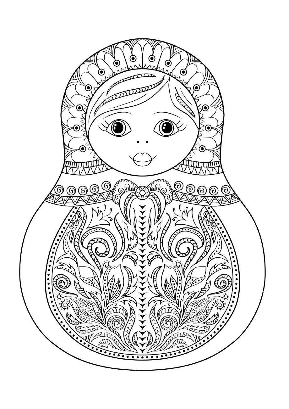 Раскраска антистресс Матрешка