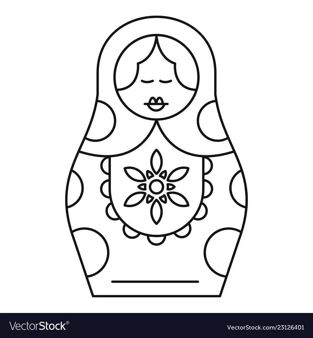 Матрешка черным контуром