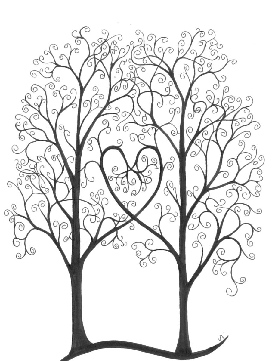 Красивое дерево контур