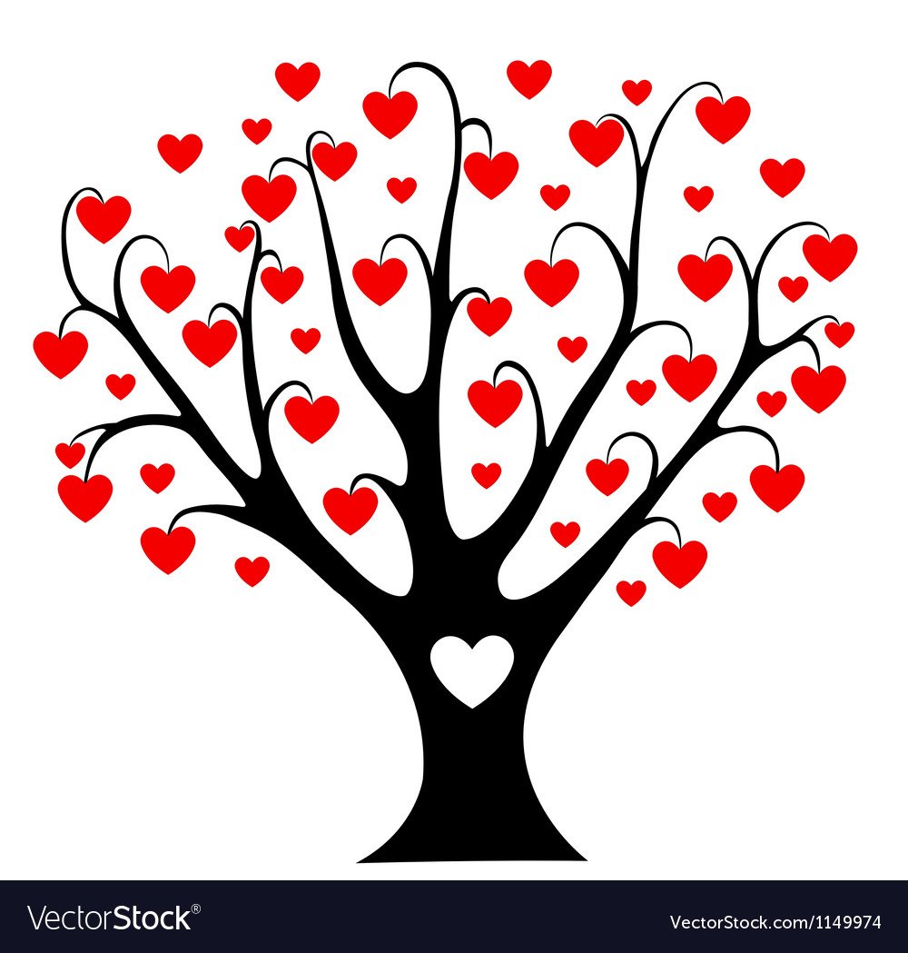 Дерево в виде сердца раскраска