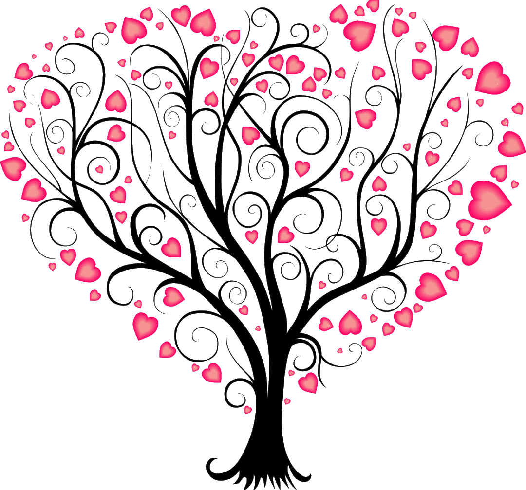 Декоративное дерево с сердцами вектор