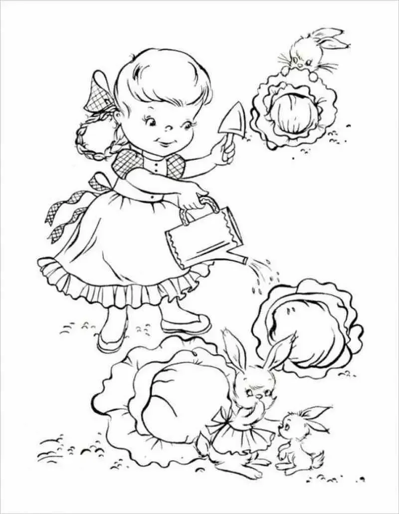 Раскраска. В огороде