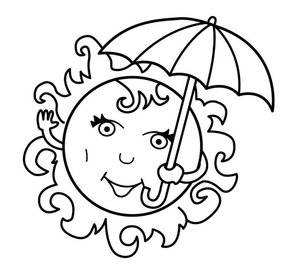 Дети под зонтиком раскраска