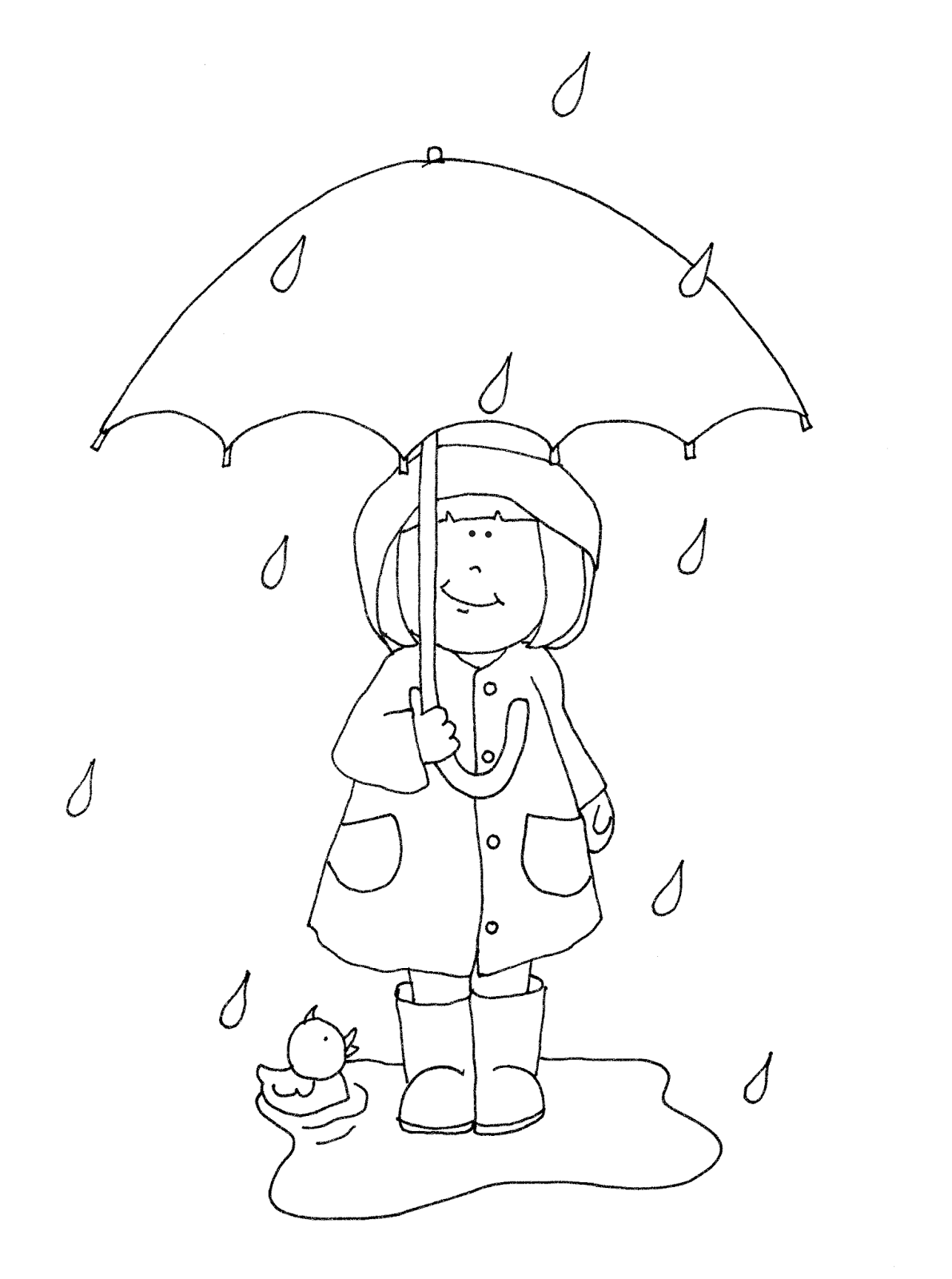 Ребенок с зонтиком раскраска для детей
