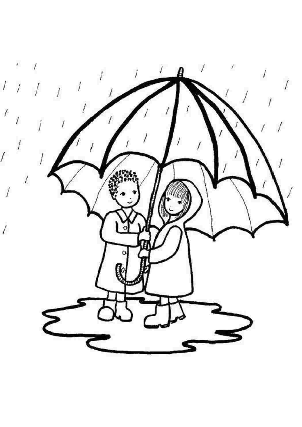 Девочка с зонтиком раскраска
