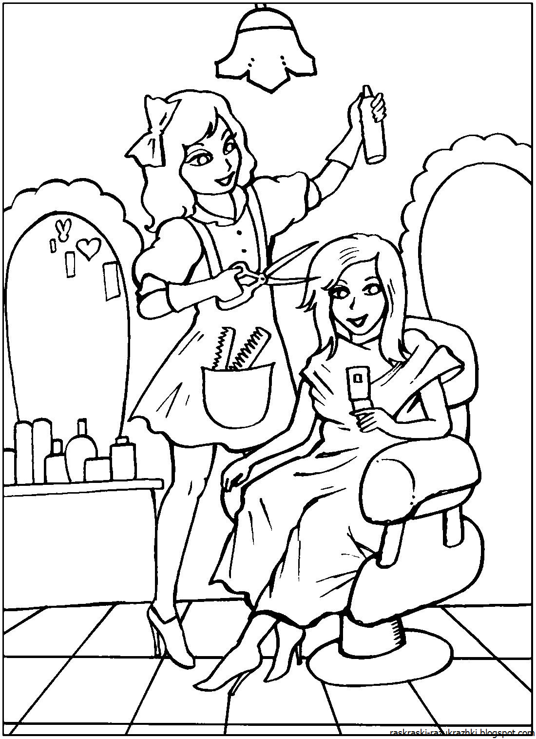 Раскраска профессия парикмахер