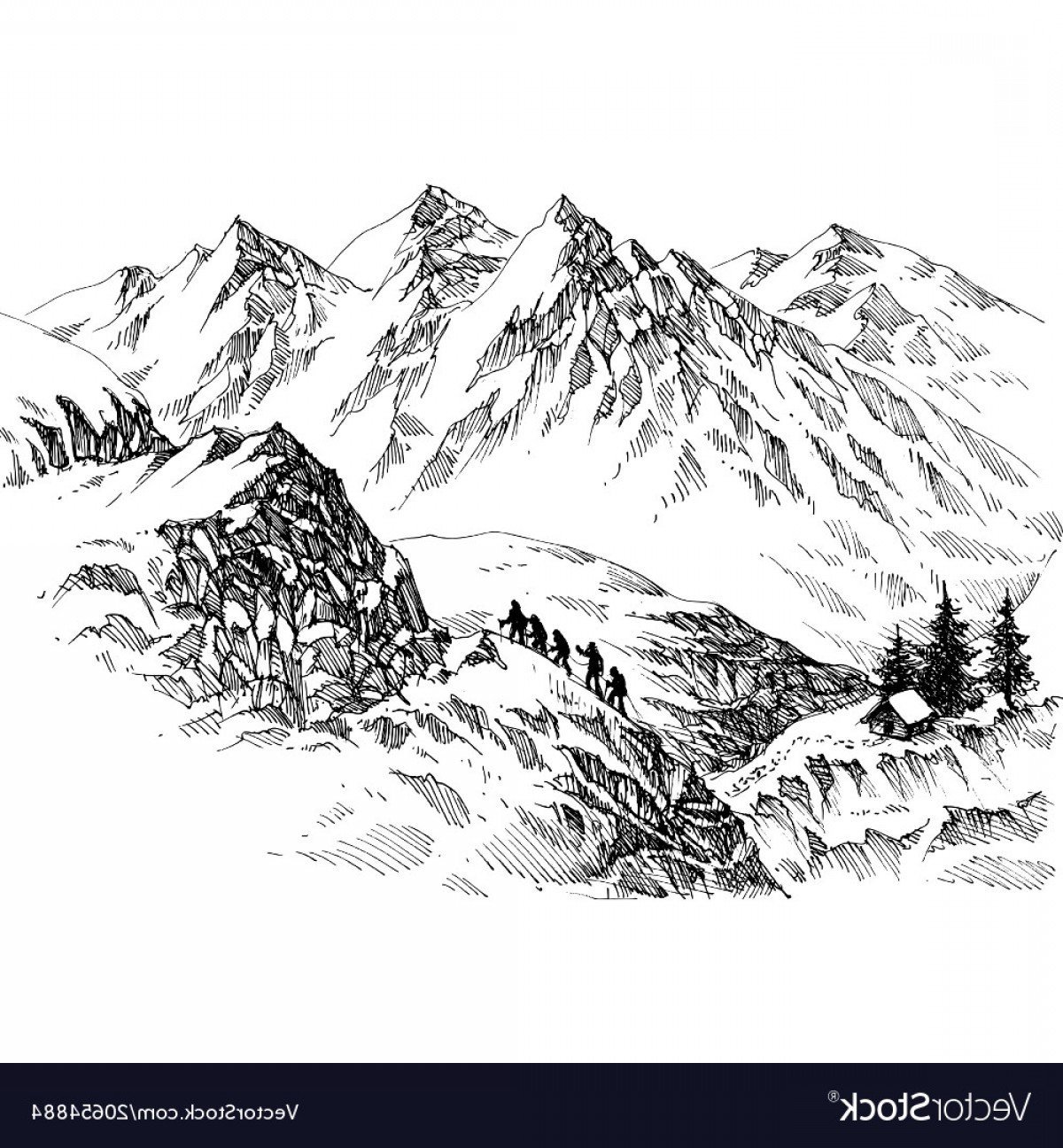 Горы Кавказа Эльбрус вектор