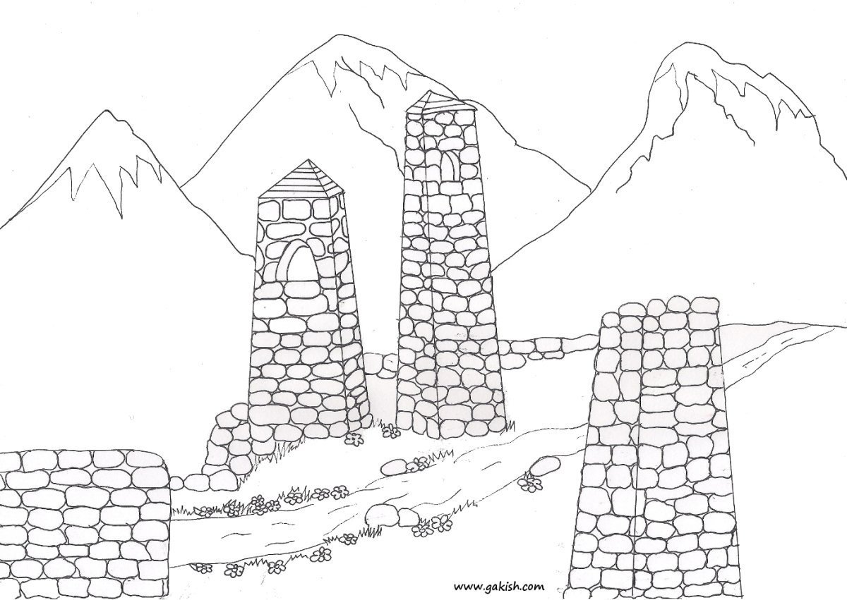 Ингушские башни раскраска