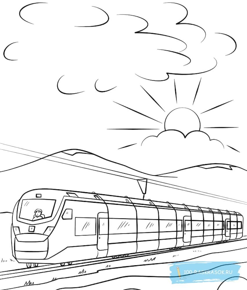 Поезд раскраска для детей