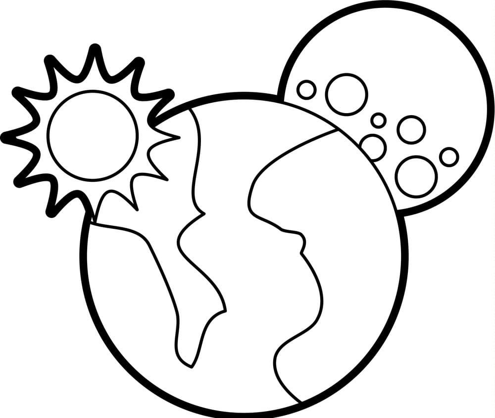 Солнце луна и земля раскраска