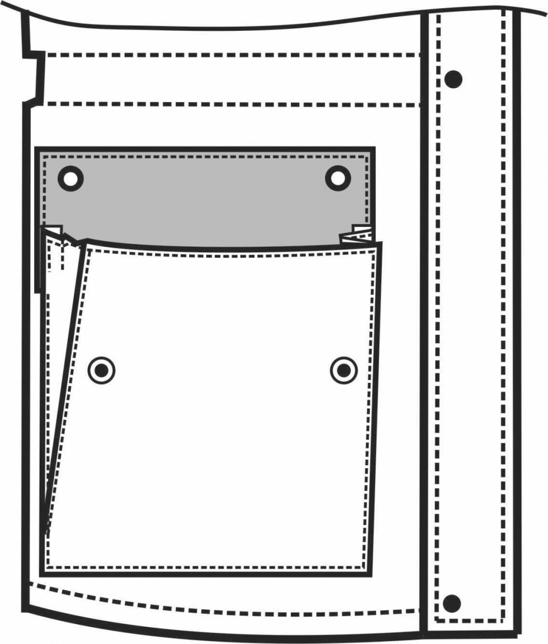 Накладной объемный карман с клапаном