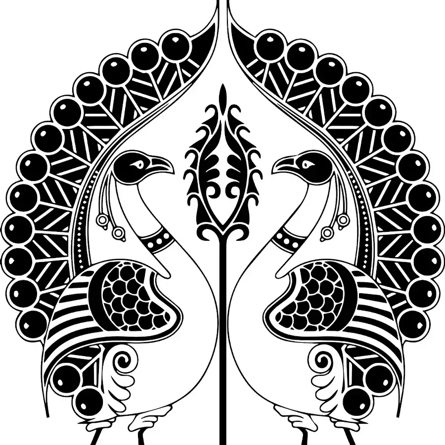 Зооморфный орнамент Индии Павлин
