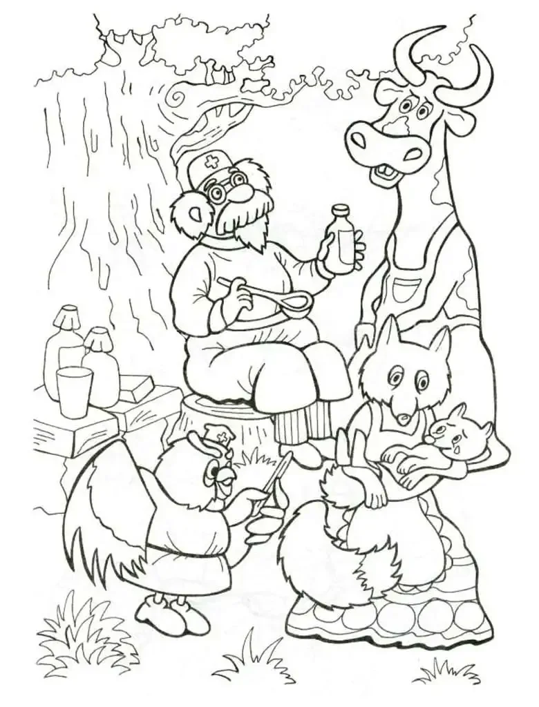 Чуковский доктор Айболит раскраска