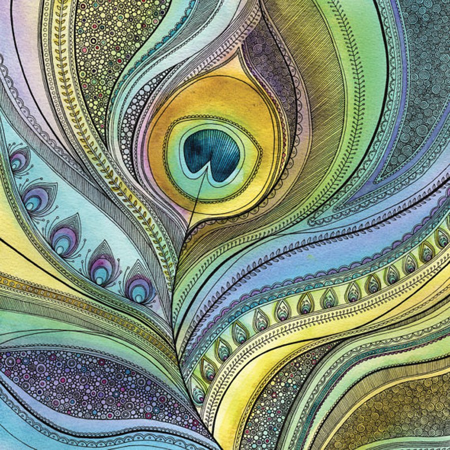 Перо павлина Зентангл