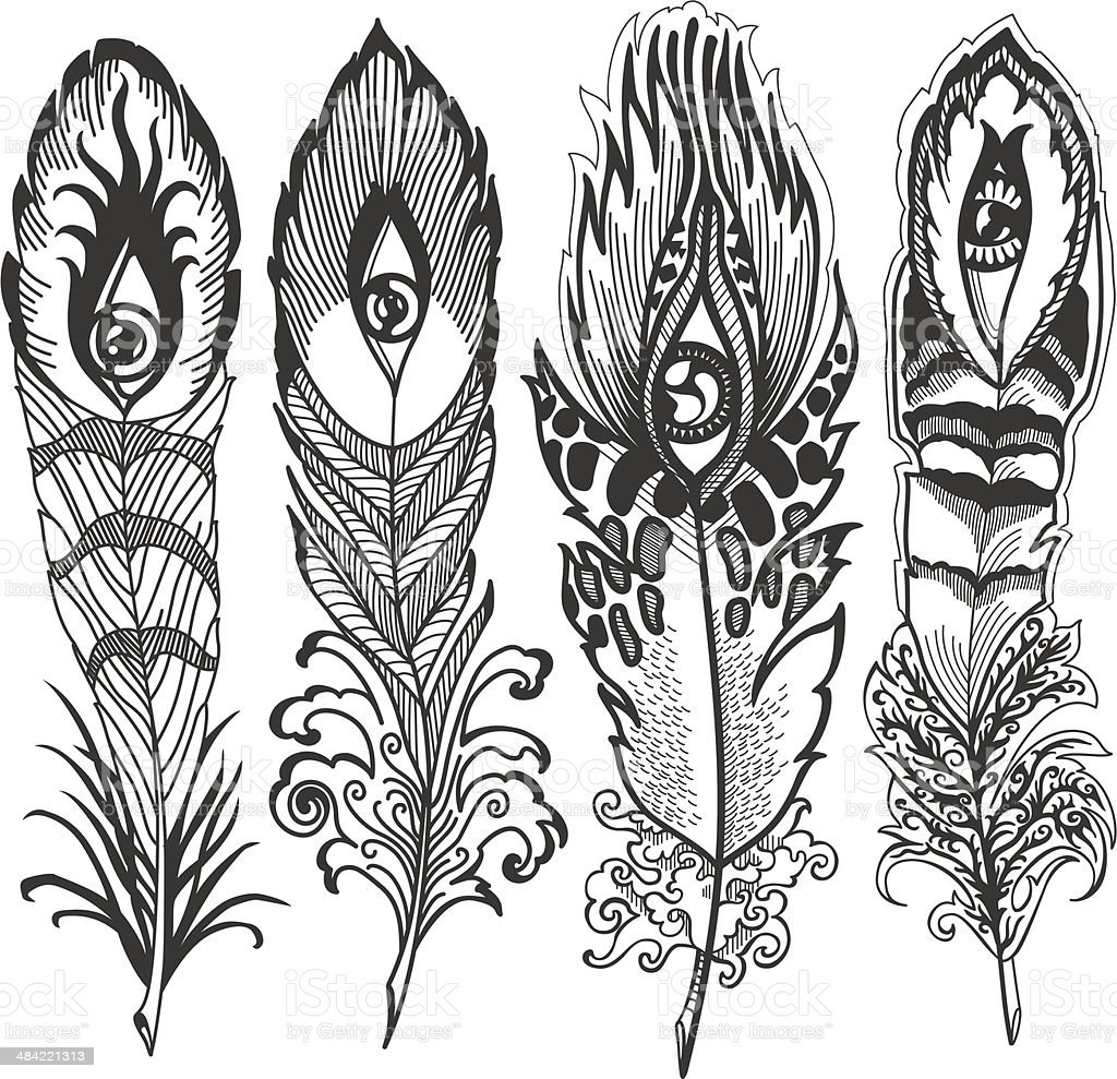 Стилизация перьев декоративно