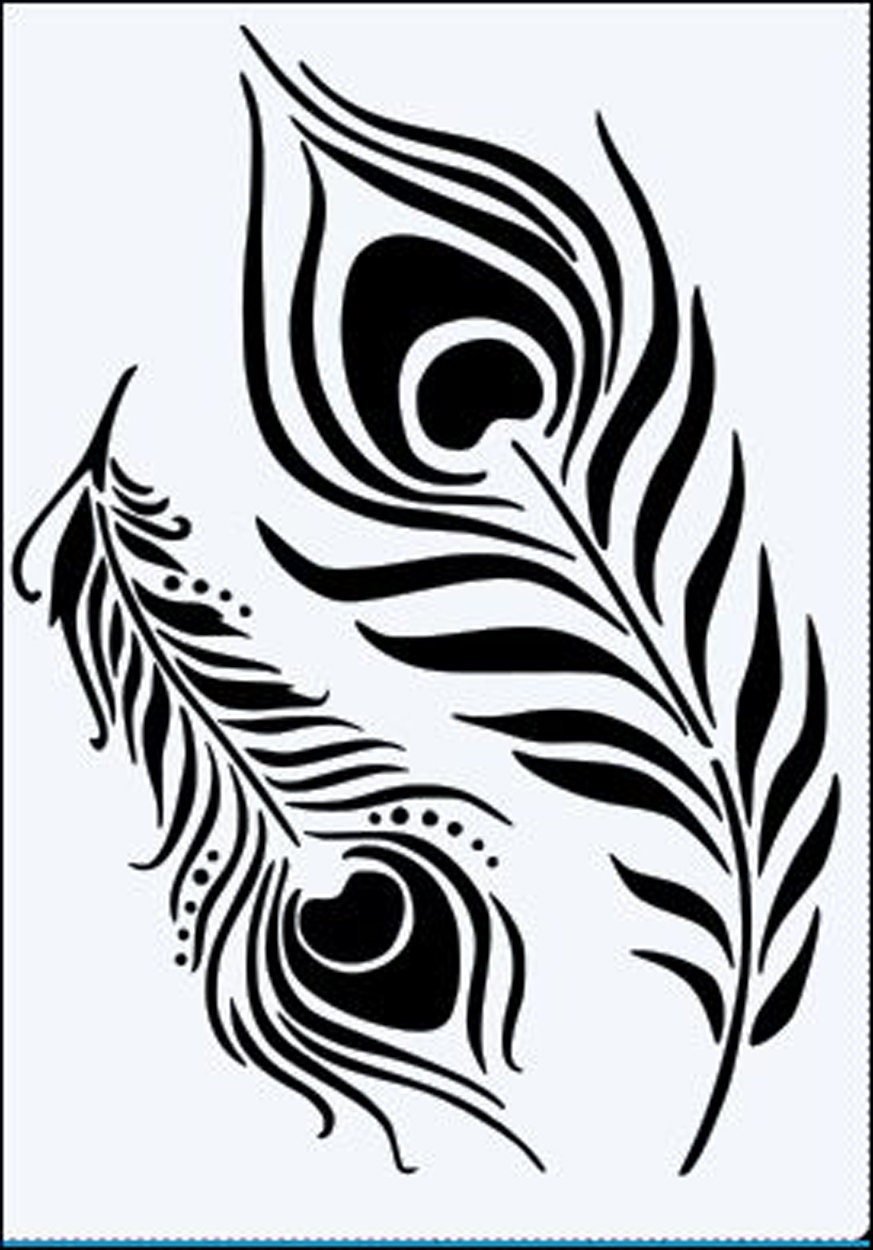 Трафарет павлинье перо