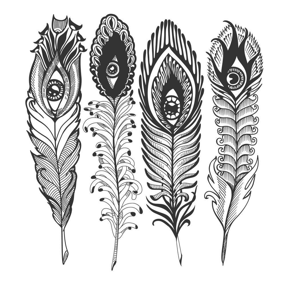Стилизованные перья в орнаменте