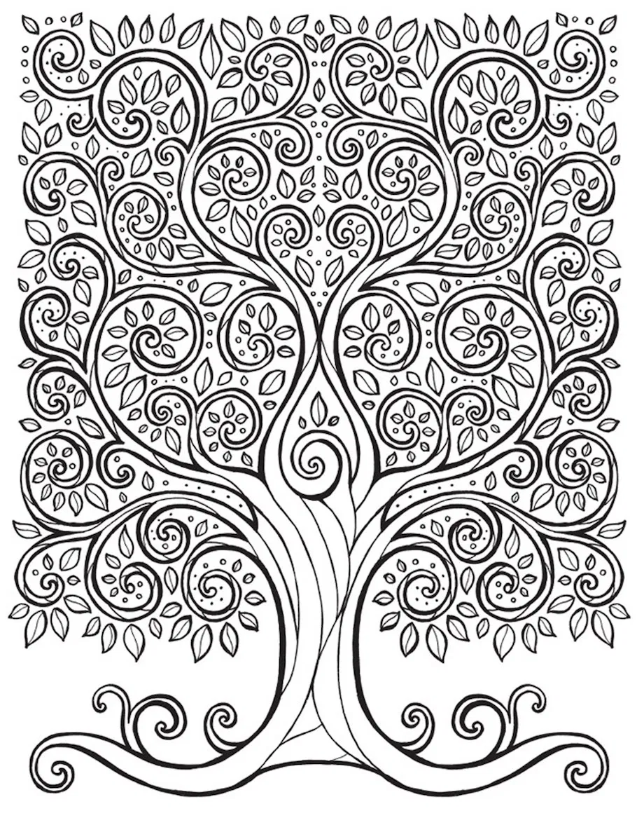 Раскраска антистресс дерево
