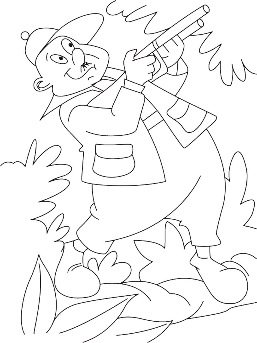 Охотник с ружьем контур