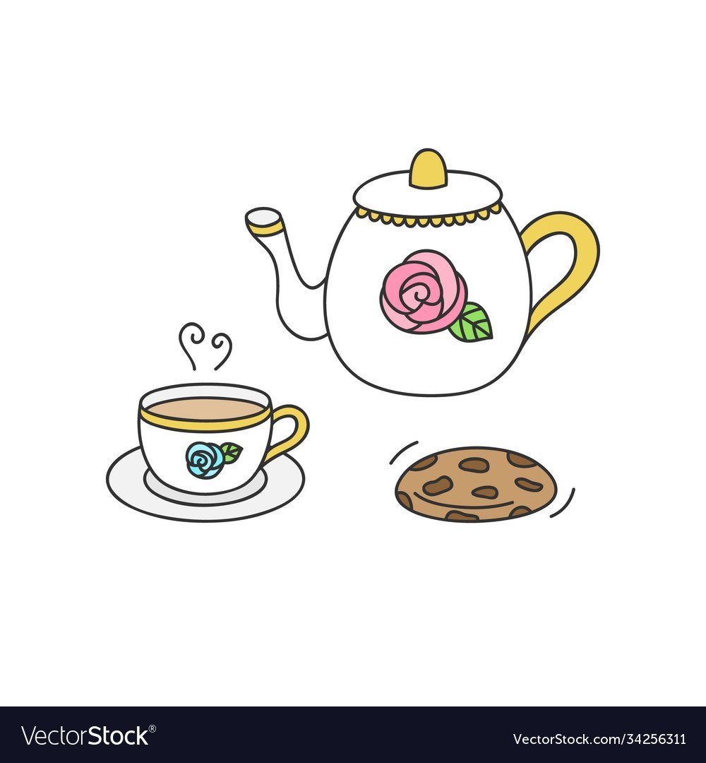 Набросок чайника и чашек