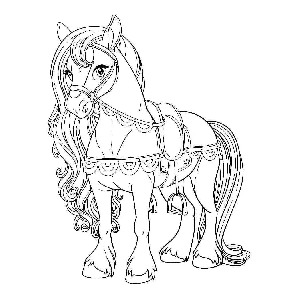 Лошадки с длинной гривой раскраски для детей