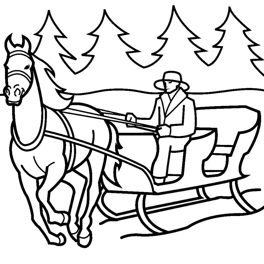 Лошадь с санями рисунок