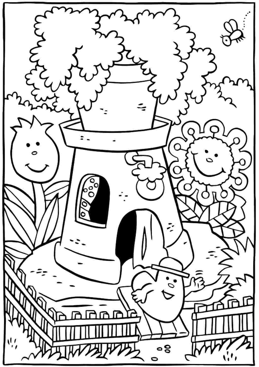 Домик гномика раскраска