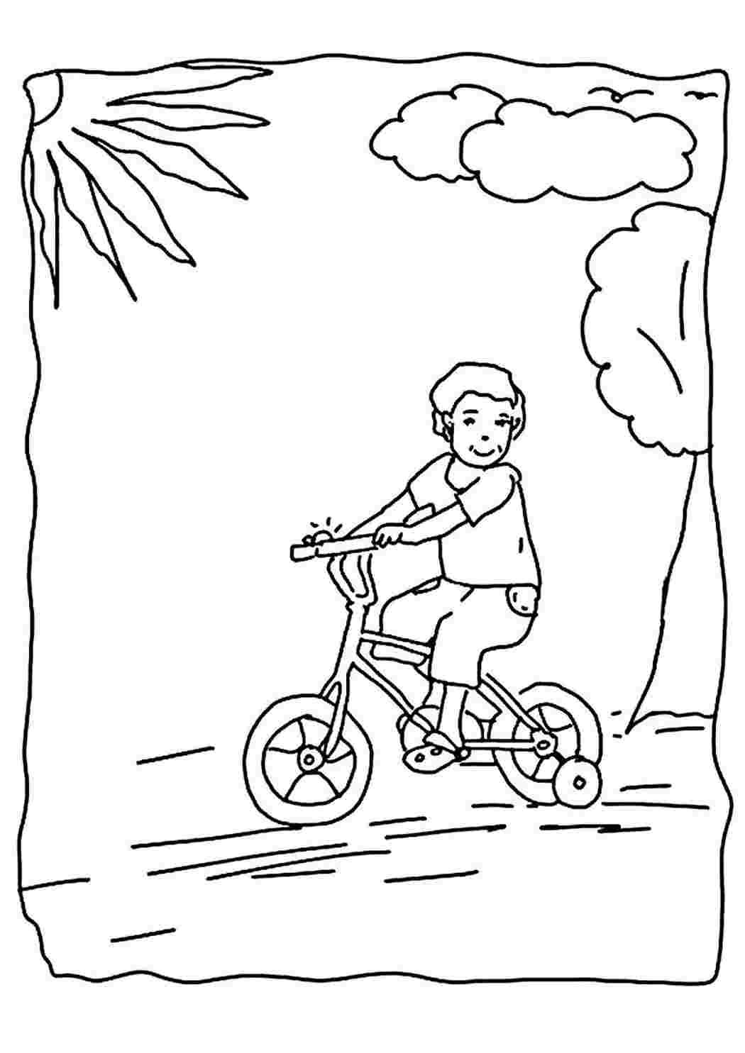 Девочка на велосипеде раскраска