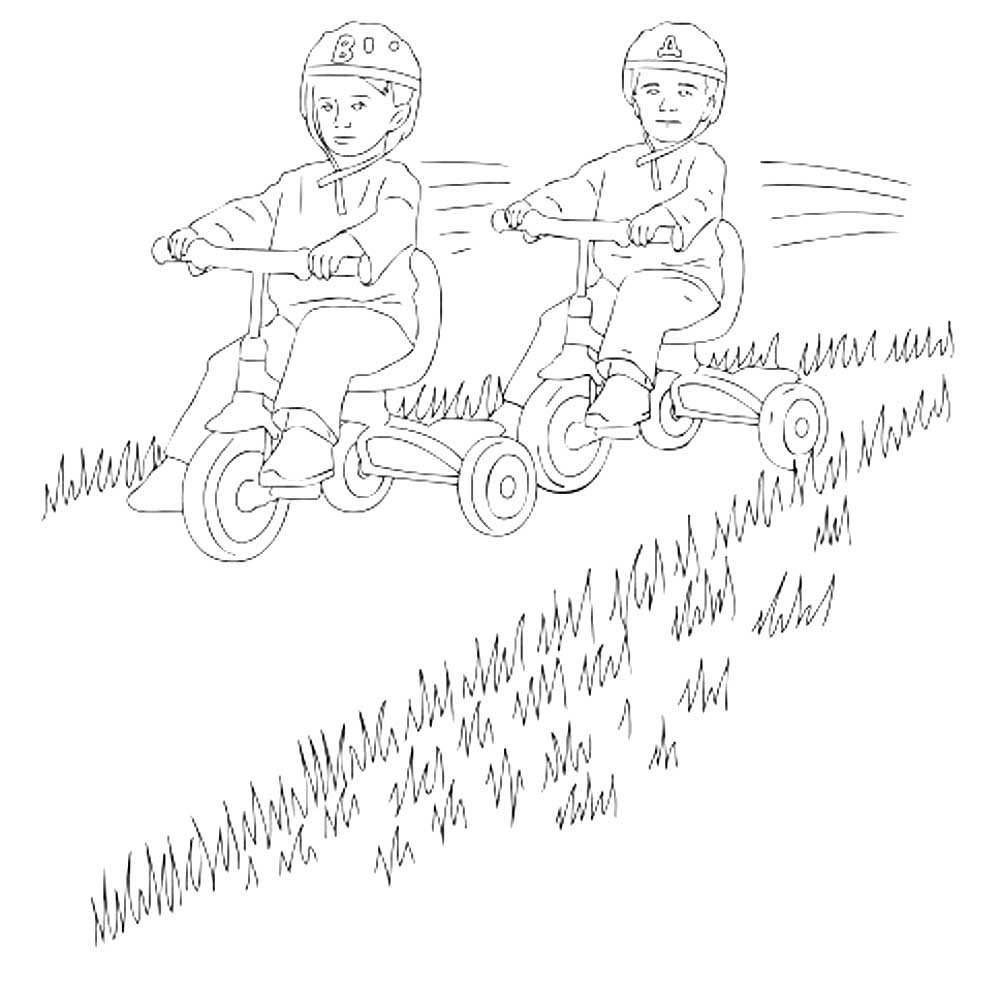 Мальчик на велосипеде раскраска
